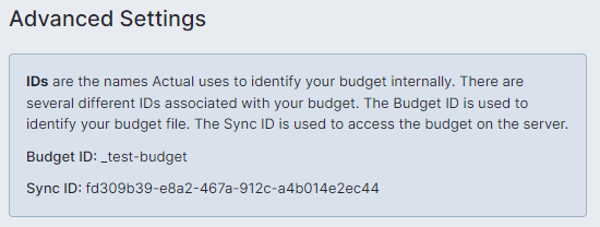 Image of BudgetID setting