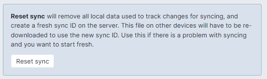 Image of Reset Sync setting