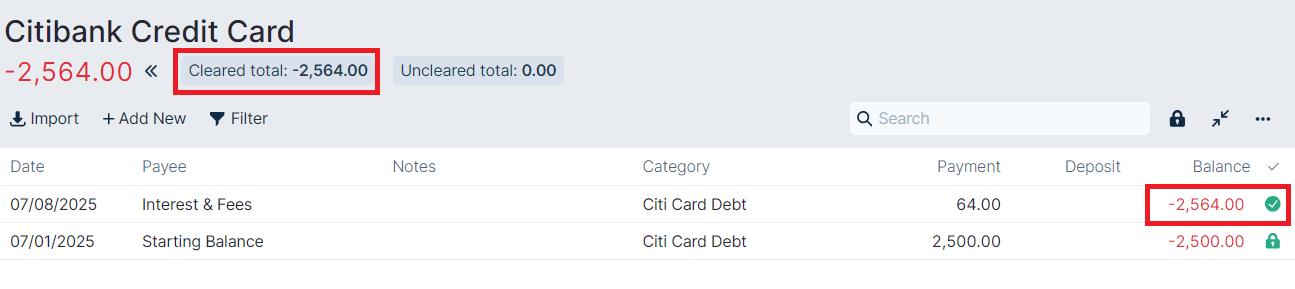 Citibank Cleared Transactions