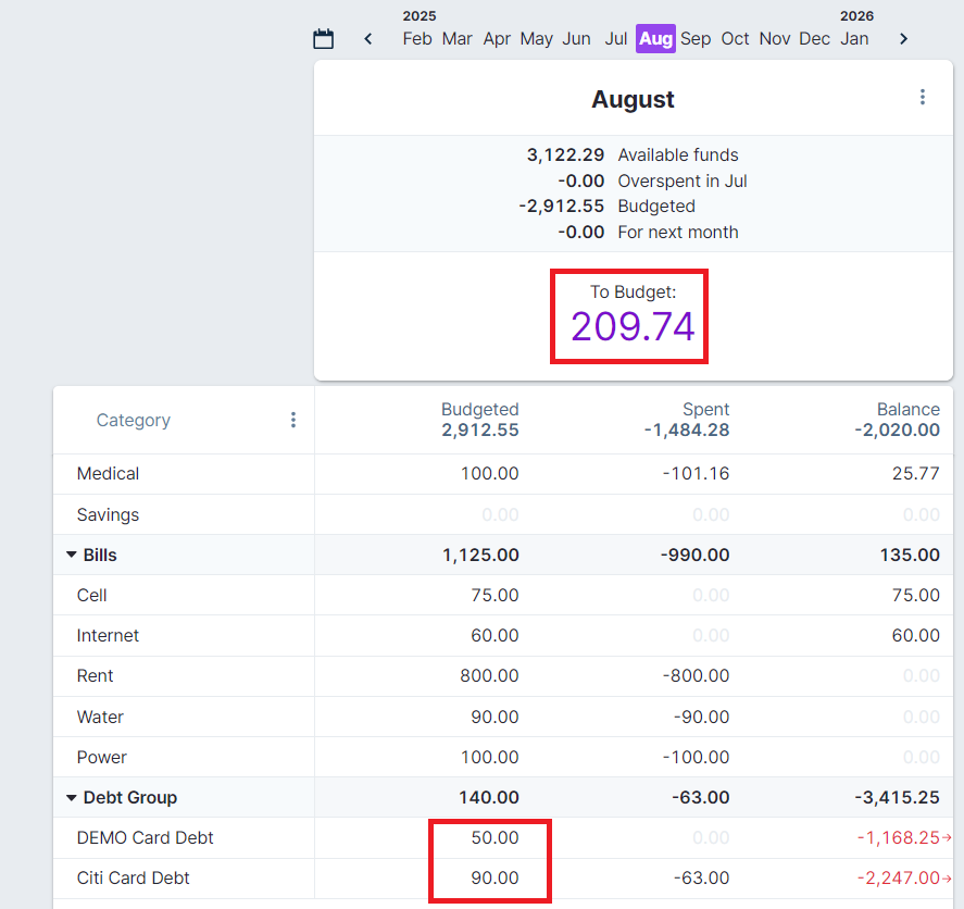 August Initial Budget