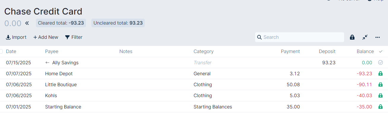 Chase Reconcile July